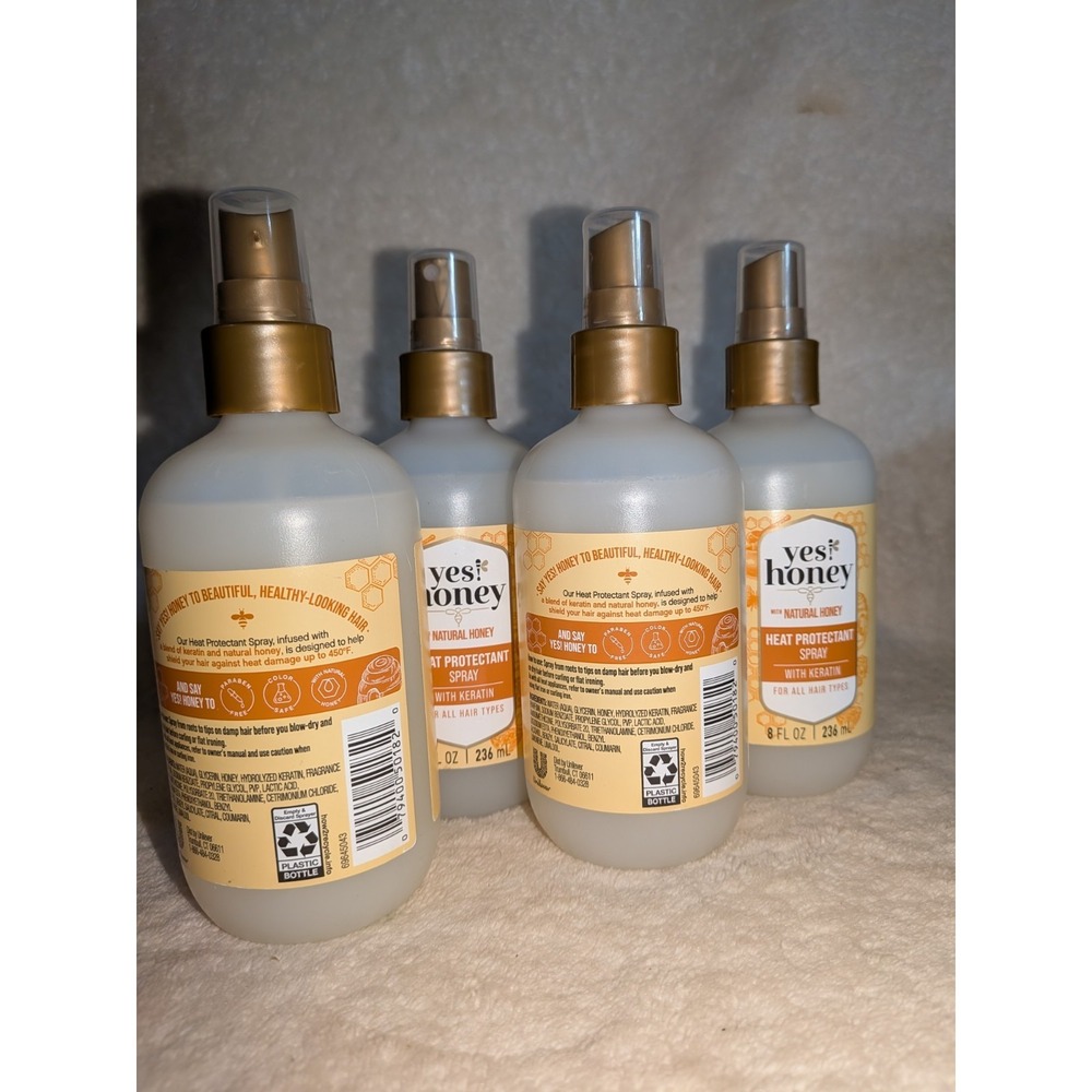 4ct Yes! Honey Heat Protectant Spray with Keratin for all hair types 8 FL oz NEW - Picture 2 of 3